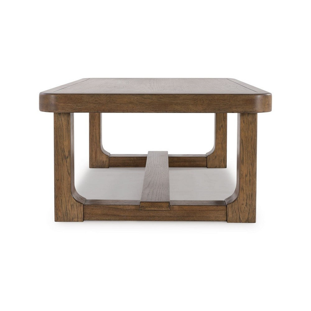Cabal Coffee Table, Light Brown Hardwood Frame, Rectangular 34 Inch