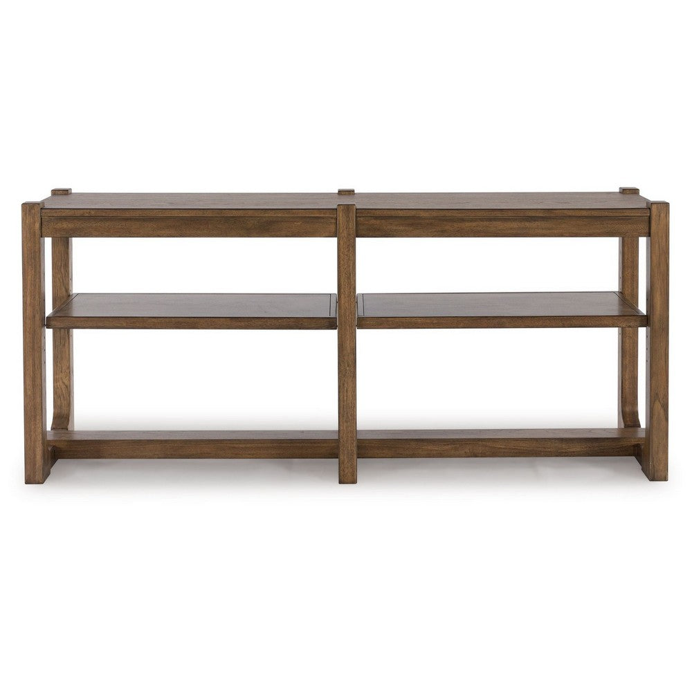 Cabal Sofa Table, Open Shelf, Light Brown Wood, Rectangular 65 Inch