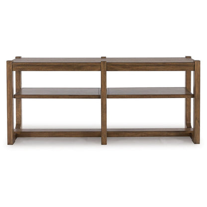 Cabal Sofa Table, Open Shelf, Light Brown Wood, Rectangular 65 Inch