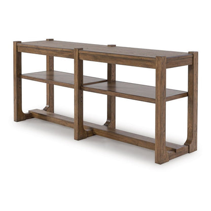 Cabal Sofa Table, Open Shelf, Light Brown Wood, Rectangular 65 Inch