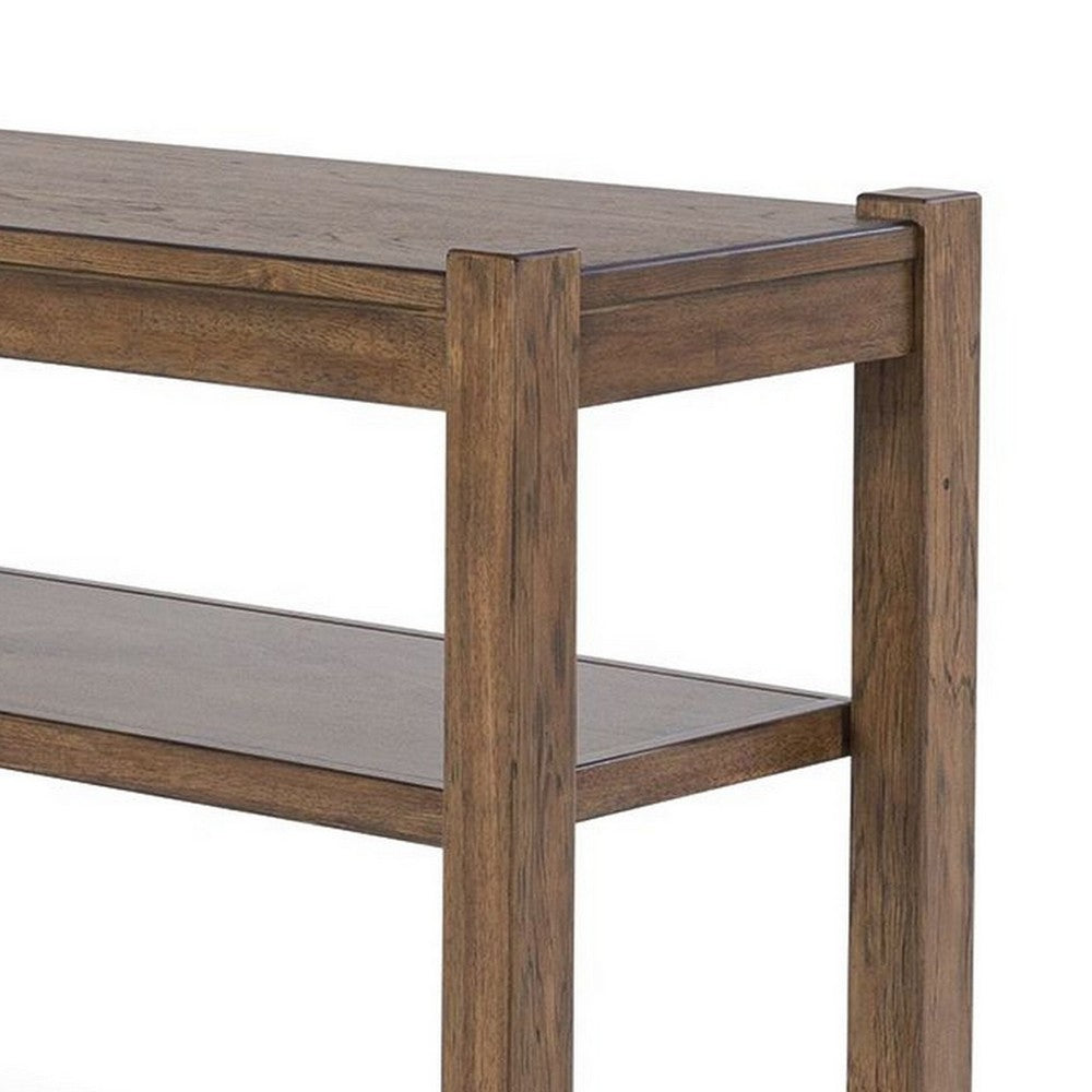 Cabal Sofa Table, Open Shelf, Light Brown Wood, Rectangular 65 Inch