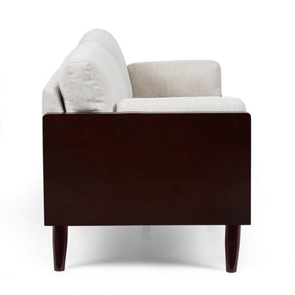 Sofa, 77 Inch, 2 Seater, Retro Style Tapered Wood Legs, Plush Beige
