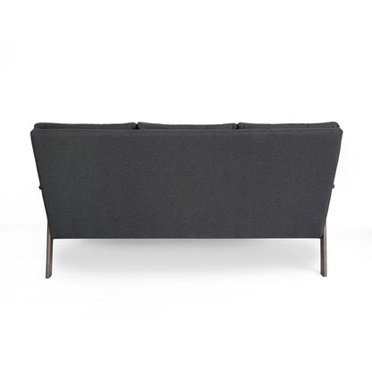 Sofa, 66 Inch, Button Tufted Design Dark Gray Fabric, Birch Wood