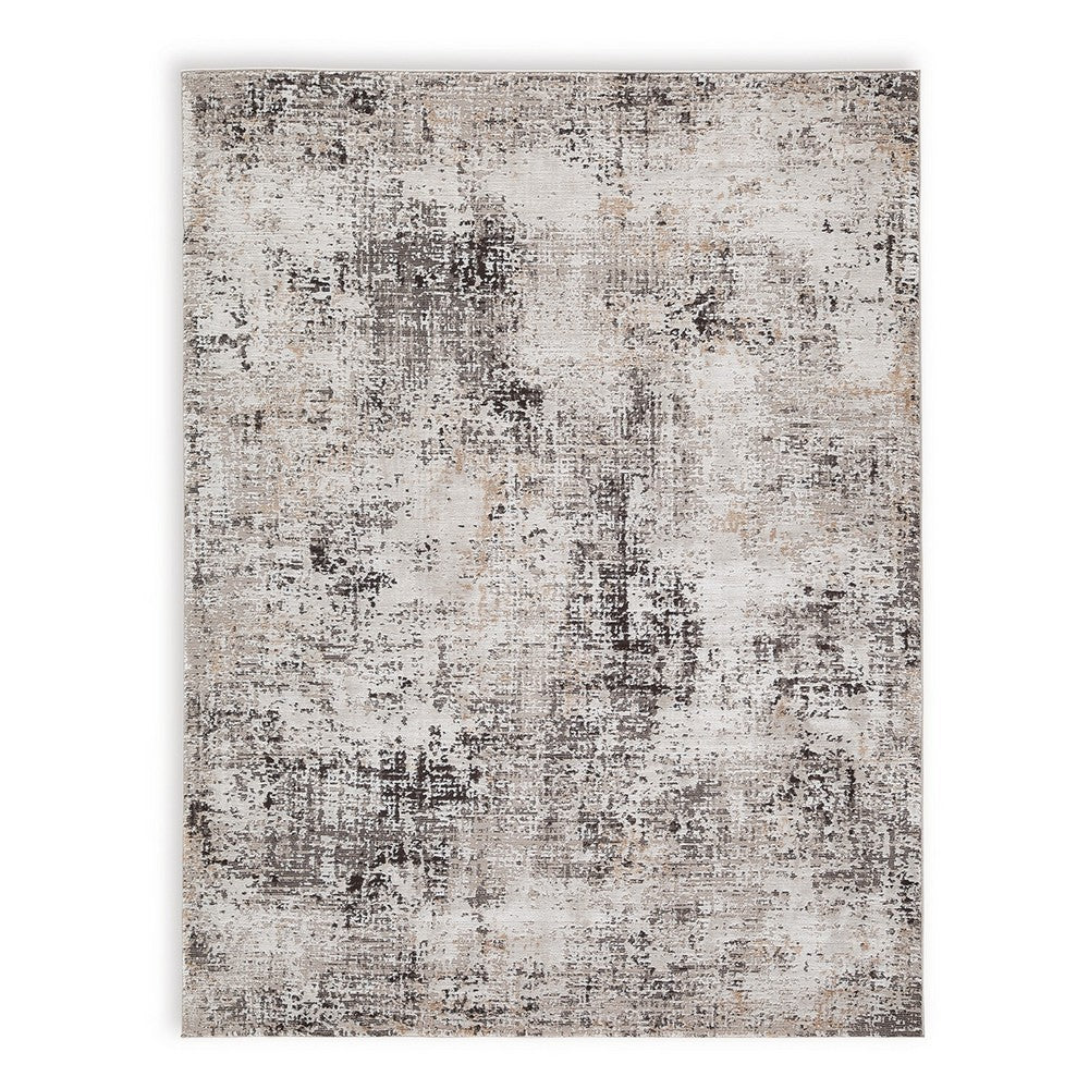 Shawn 8 x 10 Large Area Rug, Black Gray Machine Woven Abstract Pattern