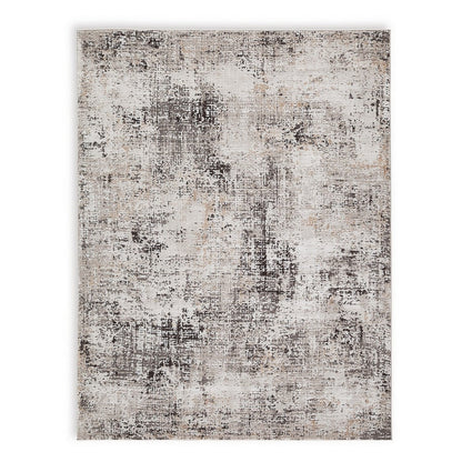 Shawn 8 x 10 Large Area Rug, Black Gray Machine Woven Abstract Pattern