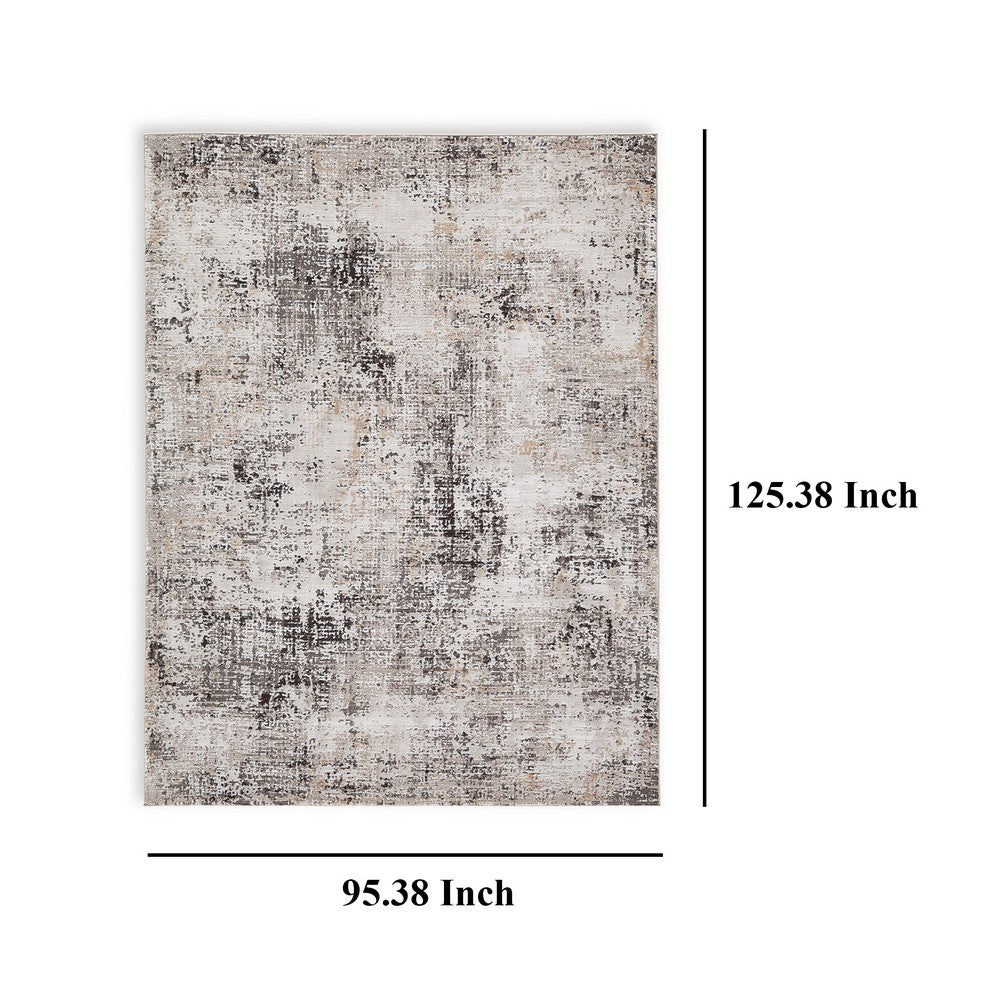 Shawn 8 x 10 Large Area Rug, Black Gray Machine Woven Abstract Pattern