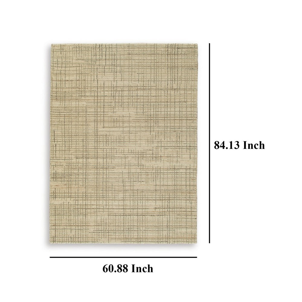 Stena 5 x 7 Inch Medium Area Rug, Abstract Pattern, Ivory Gray Tan
