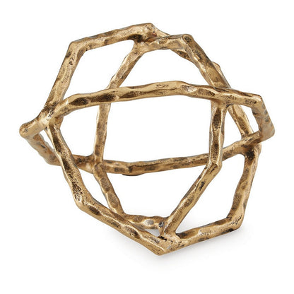 Ladi Sculpture Set of 2, Decorative Rings, 9 Inch Brass Cast Metal