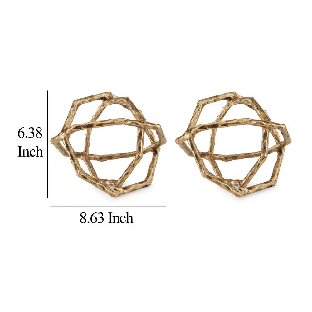 Ladi Sculpture Set of 2, Decorative Rings, 9 Inch Brass Cast Metal