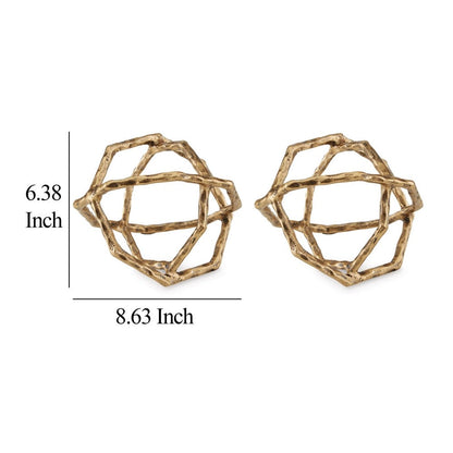Ladi Sculpture Set of 2, Decorative Rings, 9 Inch Brass Cast Metal