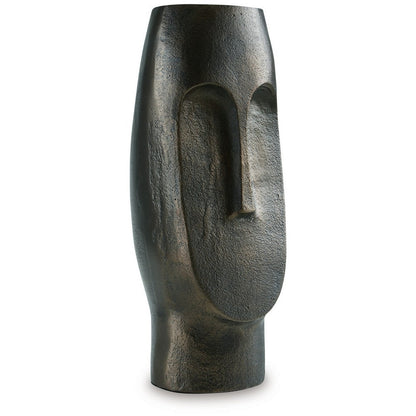 Vase, Abstract Decorative Figurine of a Head, 13 Inch Bronze Aluminum