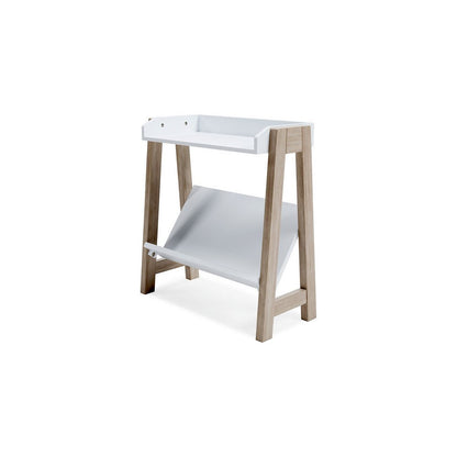 Arid Bookshelf Side Table, 29 Inch, Gallery Rail, Light Brown, White