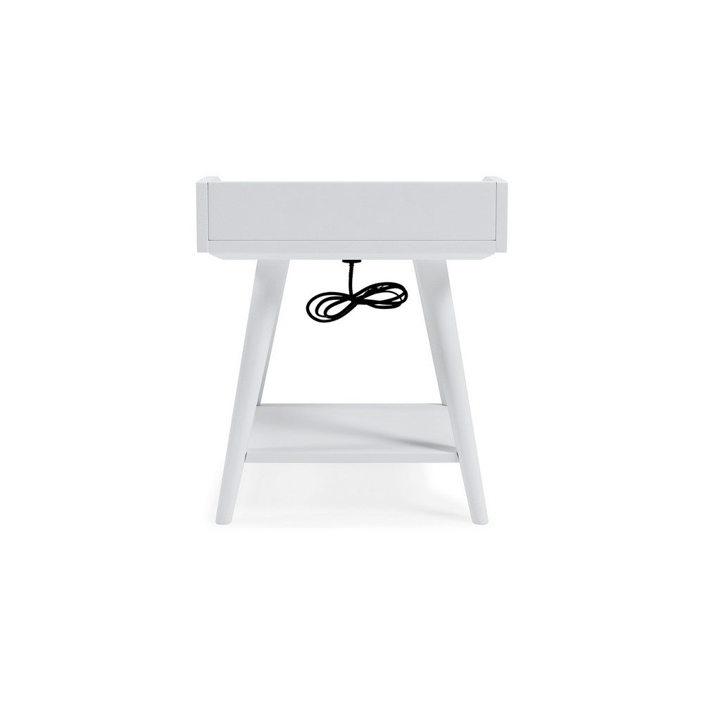 Arid Accent Table, 22 Inch, Gallery Rail Tray Top, White Wood