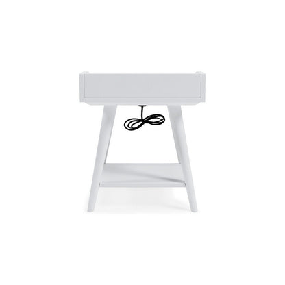 Arid Accent Table, 22 Inch, Gallery Rail Tray Top, White Wood