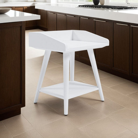 Arid Accent Table, 22 Inch, Gallery Rail Tray Top, White Wood