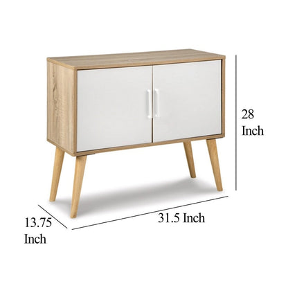 Kior Accent Cabinet Console, 2 Doors w Adjustable Shelf, White 32 Inch