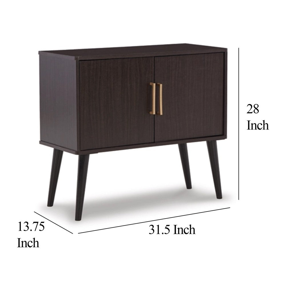 Kior Accent Cabinet, 2 Doors w Adjustable Shelf, Dark Brown 32 Inch