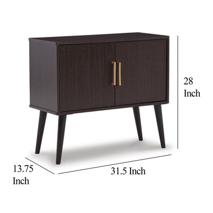 Kior Accent Cabinet, 2 Doors w Adjustable Shelf, Dark Brown 32 Inch