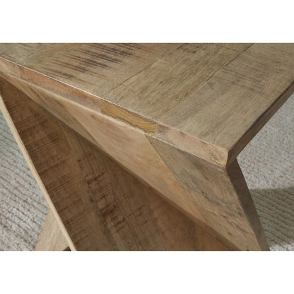 Axoi Accent Side End Table, Solid Wood Twist, 14 Inch Distressed Brown