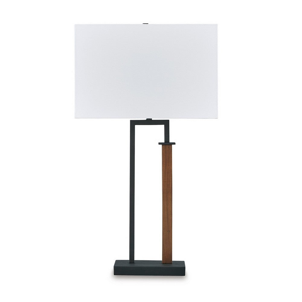 Table Lamp Set of 2, Curved Wired Bronze Base, White Fabric Shade