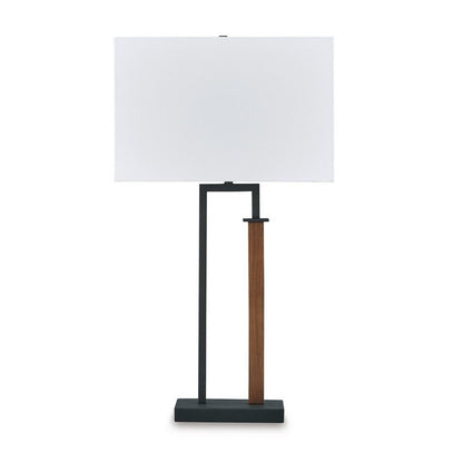 Table Lamp Set of 2, Curved Wired Bronze Base, White Fabric Shade
