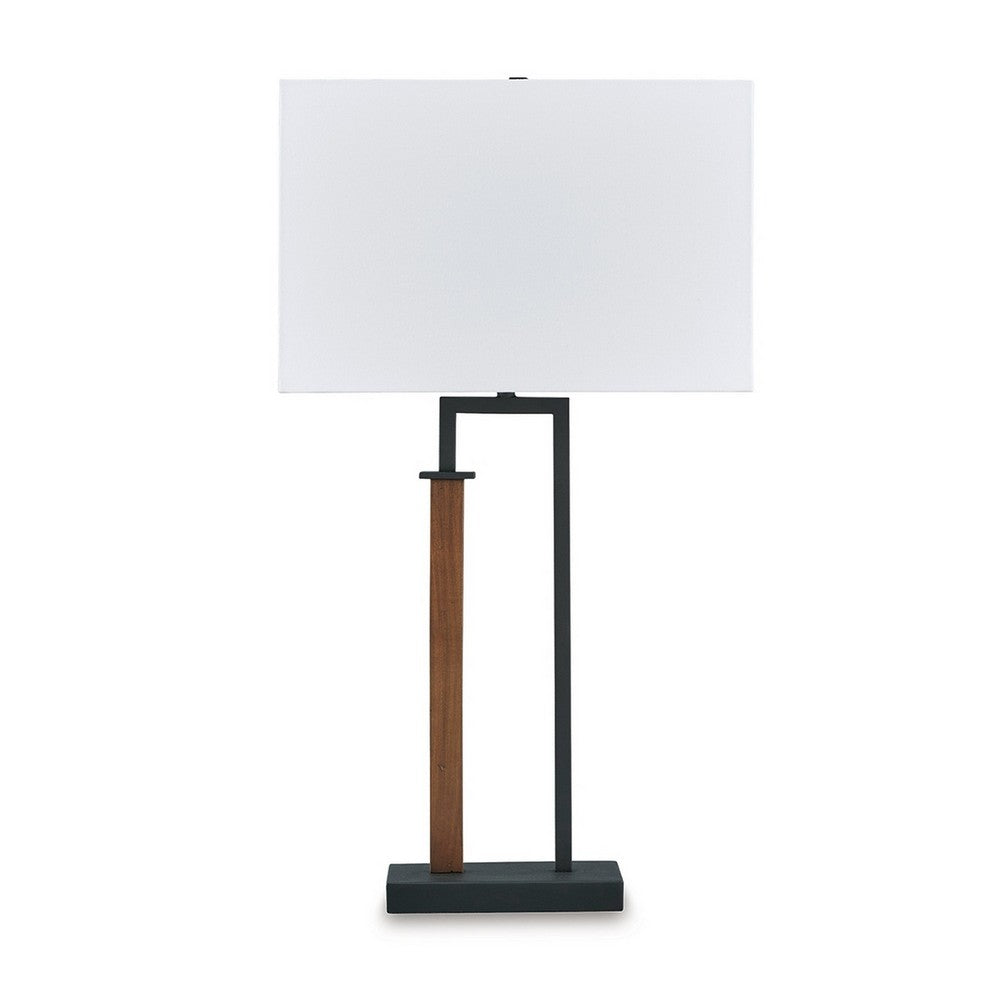 Table Lamp Set of 2, Curved Wired Bronze Base, White Fabric Shade