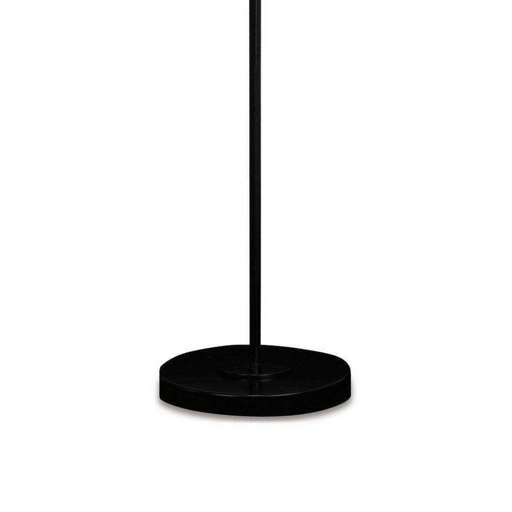 Mney Floor Lamp, Adjustable Arm, White Drum Shade, 60 Inch Black Metal