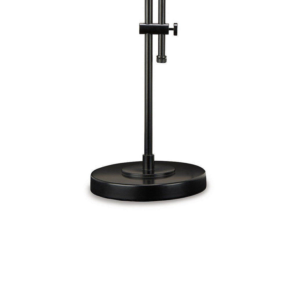 Mney Accent Lamp, Adjustable Arm, White Drum, 26 Inch Black Metal