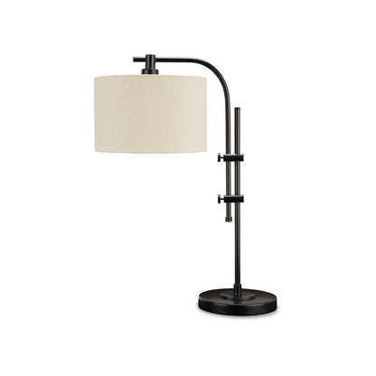 Mney Accent Lamp, Adjustable Arm, White Drum, 26 Inch Black Metal