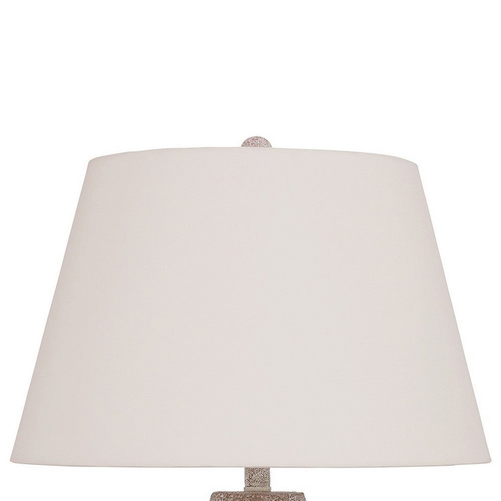 Rey Table Lamp, Empire Fabric Shade, 27 Inch Ivory Pot Metal Base