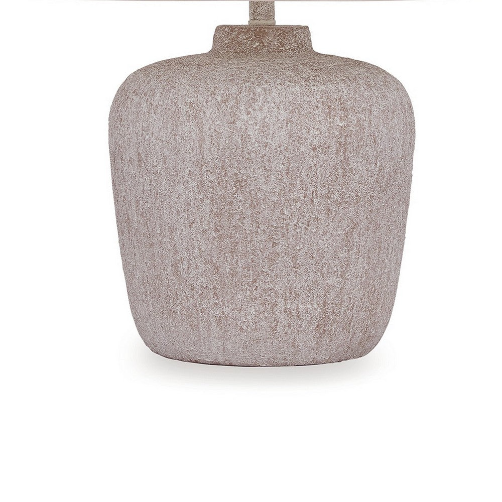 Rey Table Lamp, Empire Fabric Shade, 27 Inch Ivory Pot Metal Base