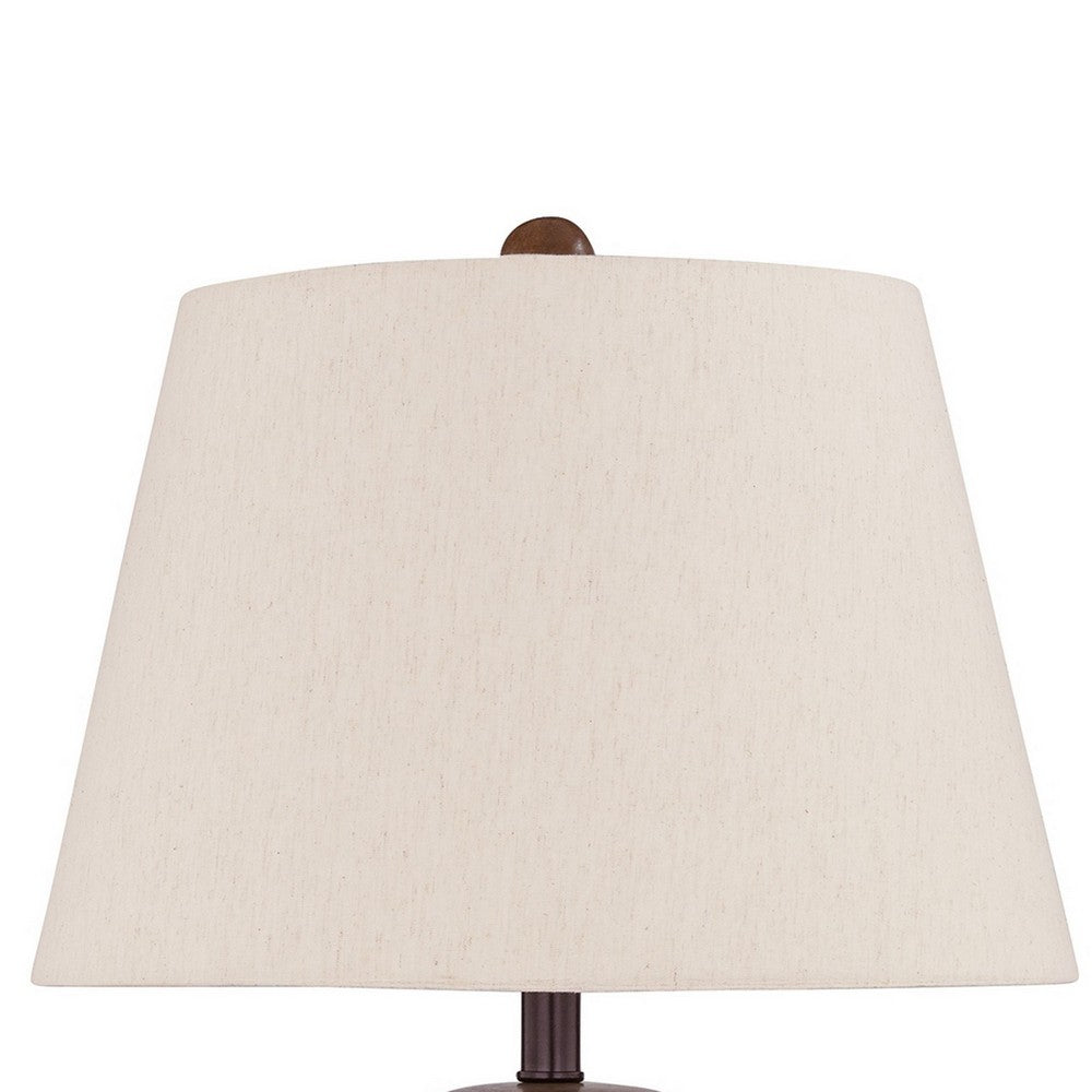 Tery Table Lamp, Empire Hardback Shade, Textured Rust Brown Metal Base