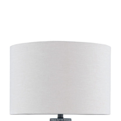 Lym Table Lamp, Gray Hammered Metal Base, White Fabric Shade 28 Inch