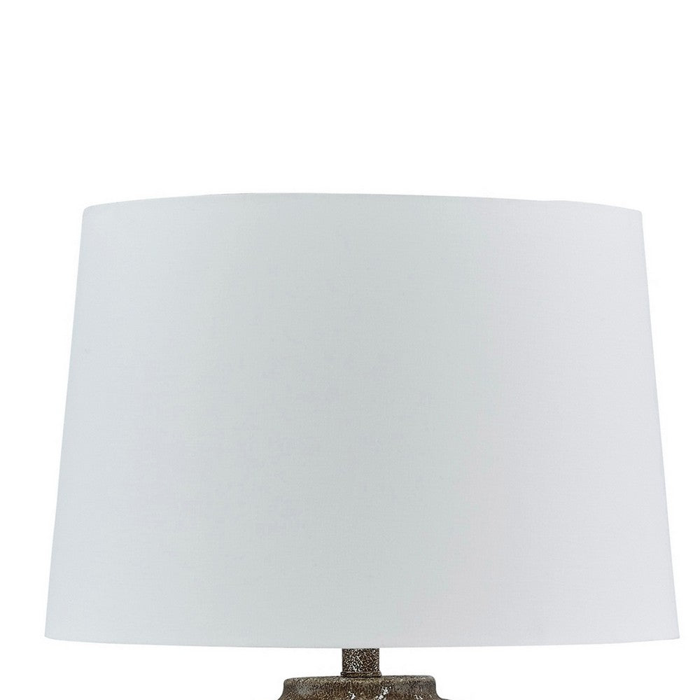 Vesy Table Lamp, Brown Abstract Impressions, 25 Inch Round Metal Base