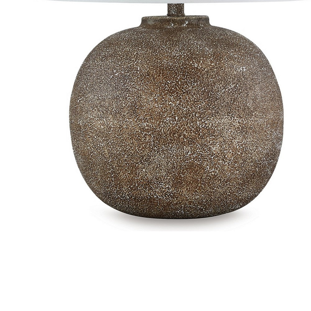 Vesy Table Lamp, Brown Abstract Impressions, 25 Inch Round Metal Base