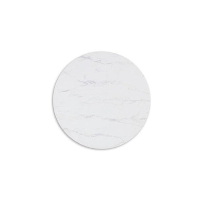 Dae 3pc Coffee and End Table Set, Round White Faux Marble, Black
