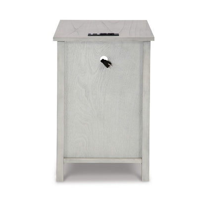 Gena Side End Table, Shelf and Pull Out Tray, White Solid Wood 24 Inch