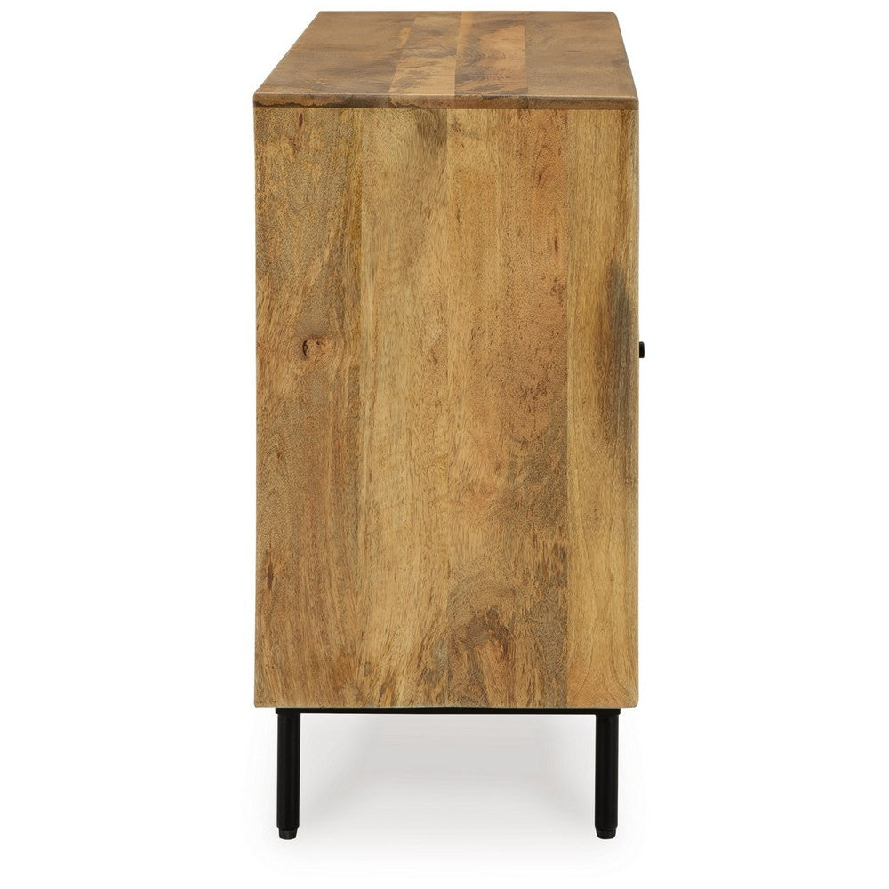 Sideboard Cabinet Console, Diamond Pattern 3 Doors, Brown 58 Inch