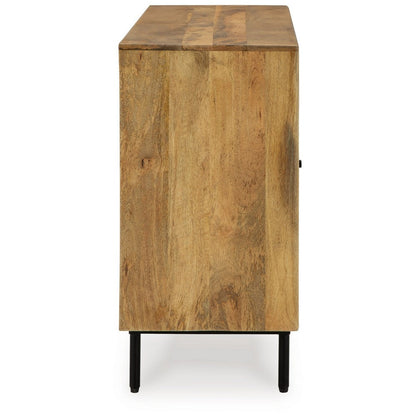 Sideboard Cabinet Console, Diamond Pattern 3 Doors, Brown 58 Inch