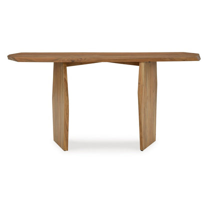 Console Sofa Table, Acacia Wood Irregular Tabletop, Brown 64 Inch