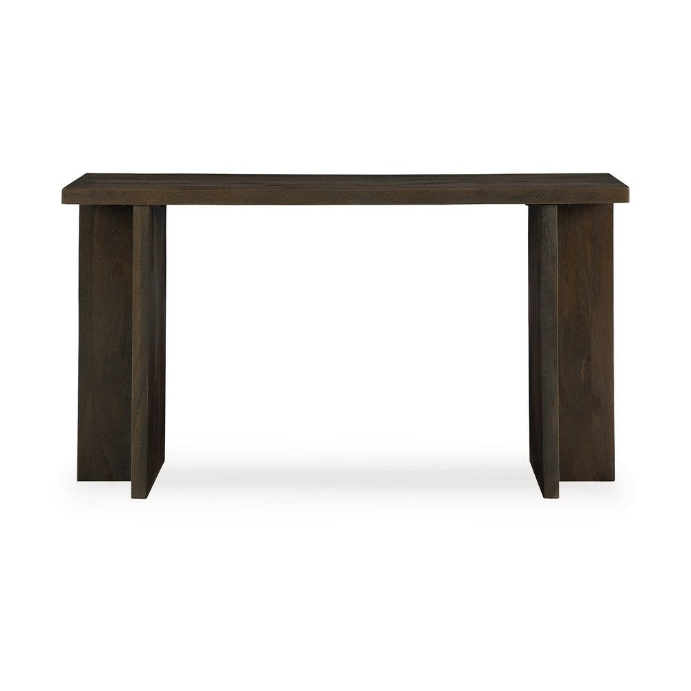 Console Sofa Table, Solid Wood T Shaped Legs, Dark Brown 53 Inch
