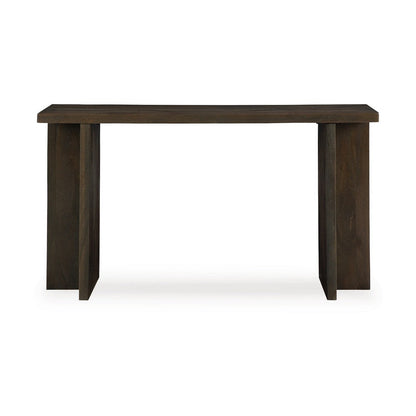 Console Sofa Table, Solid Wood T Shaped Legs, Dark Brown 53 Inch