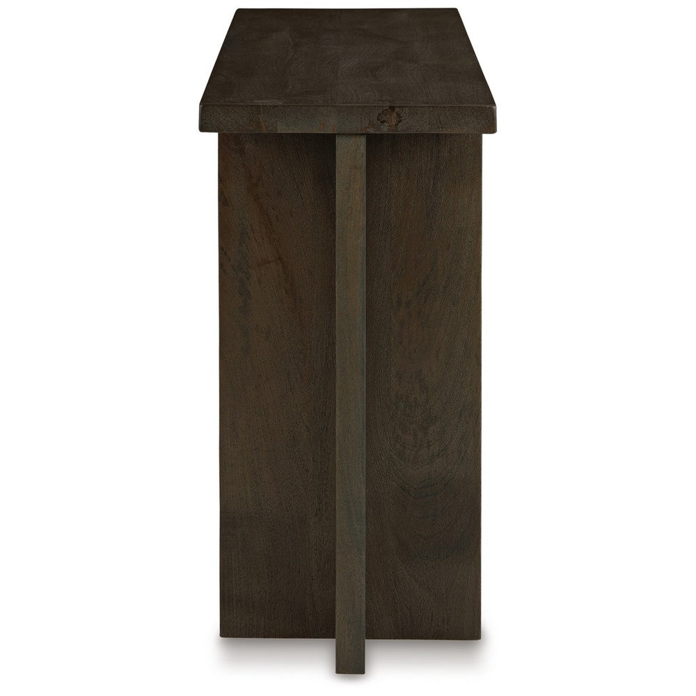 Console Sofa Table, Solid Wood T Shaped Legs, Dark Brown 53 Inch