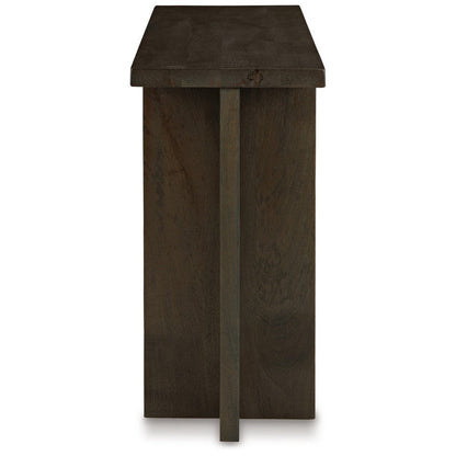 Console Sofa Table, Solid Wood T Shaped Legs, Dark Brown 53 Inch