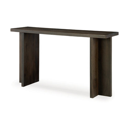 Console Sofa Table, Solid Wood T Shaped Legs, Dark Brown 53 Inch