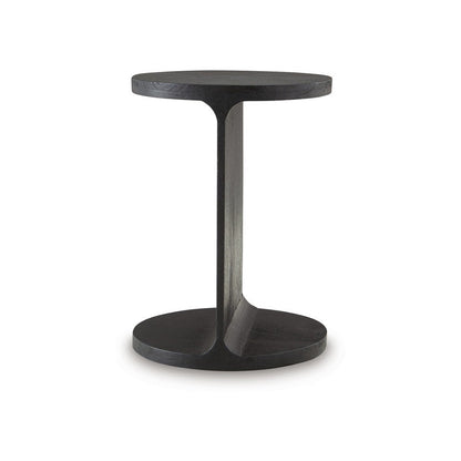 Accent Table, I Shaped Mango Wood Body, Sandblasted Black 16 Inch
