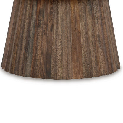 Ceil Cocktail Coffee Table, 26 Inch Fluted Flared Base, Black Marble