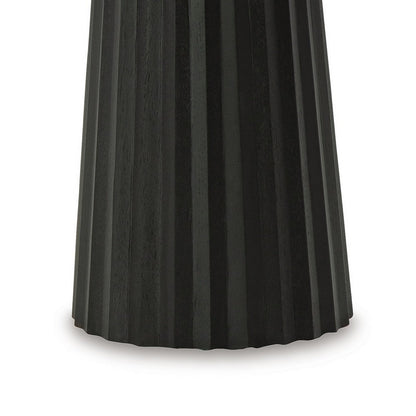 Ceil Accent Table, Round Fluted Classic Black Solid Wood Base, 14 Inch