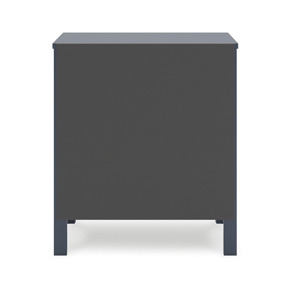 Cian Nightstand, 2 Drawers, Navy Blue Wood, Knob Handles, 24 Inch
