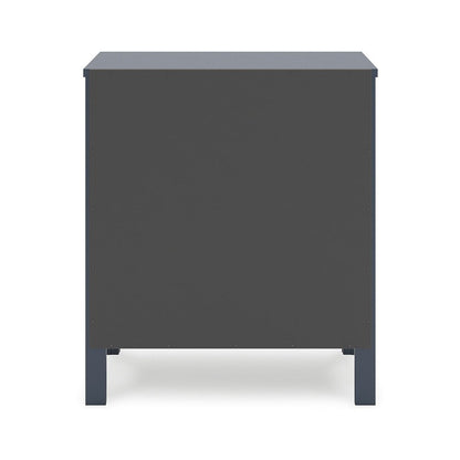 Cian Nightstand, 2 Drawers, Navy Blue Wood, Knob Handles, 24 Inch